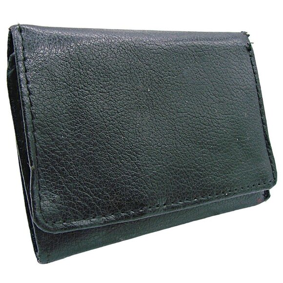 Genuine Leather Bifold Pocket Wallet Black Card Slots Divided Billfold Slot 4x3" - Picture 1 of 11